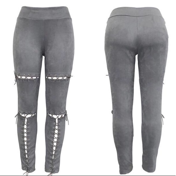 NEW! Suede Lace-up Pants - Picture 2 of 6
